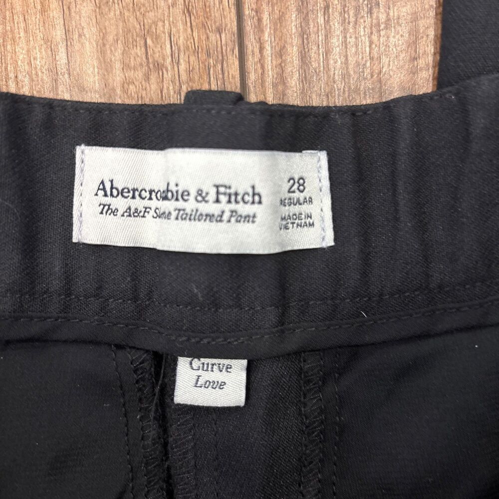 NEW Abercrombie & Fitch Sloane Tailored Pants Wide Leg High Rise Black Sz 28R - Picture 4 of 12